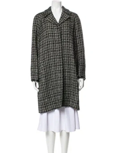 Pre-owned Agnona Virgin Wool Tweed Pattern Coat In Black