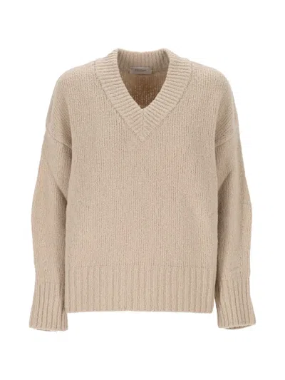Agnona V-neck Chunky-knit Sweater In Neutral