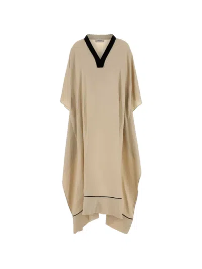 Agnona V-neck Kaftan In Neutrals
