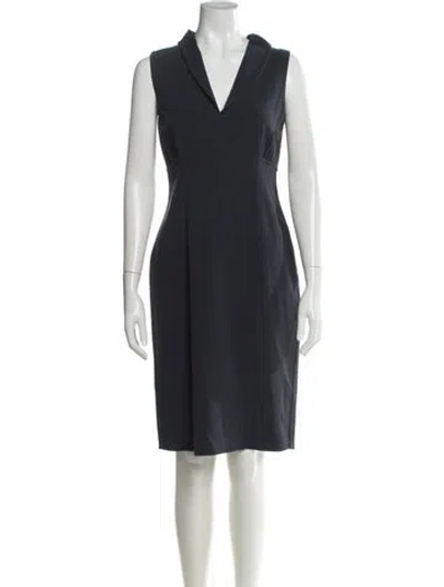 Pre-owned Agnona V-neck Knee-length Dress In Blue