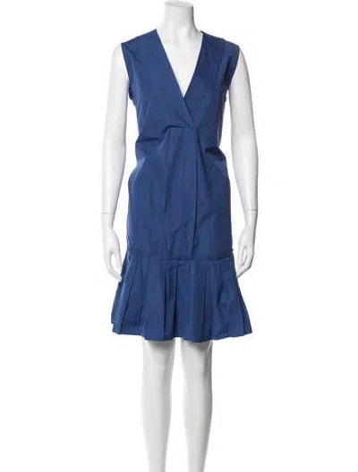 Pre-owned Agnona V-neck Knee-length Dress In Blue