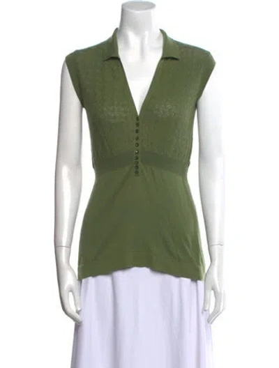 Pre-owned Agnona V-neck Sleeveless Polo In Green