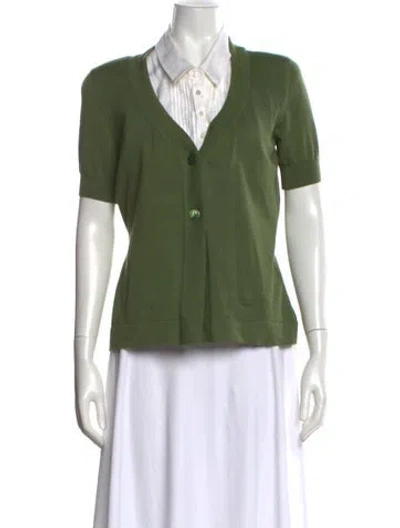 Pre-owned Agnona V-neck Sweater In Green