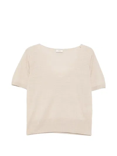 Agnona V-neck T-shirt In Neutral