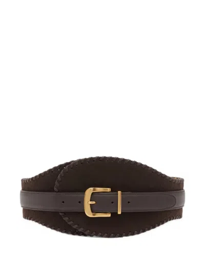 Agnona Whipstitch-trim Cashmere Belt In Brown