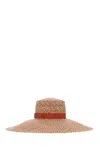 Agnona Two-tone Straw Hat In Brown