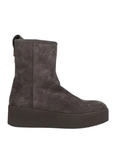 Agnona Woman Ankle Boots Charcoal Size 9 Leather In Gray