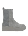 Agnona Woman Ankle Boots Grey Size 8 Leather In Gray