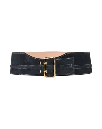 Agnona Woman Belt Midnight Blue Size 30 Soft Leather