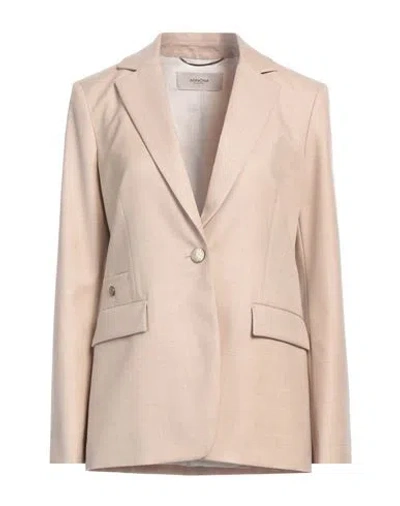 Agnona Woman Blazer Beige Size 10 Wool, Metal