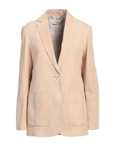 Agnona Woman Blazer Beige Size 8 Lambskin