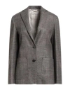 Agnona Woman Blazer Black Size 8 Wool, Silk In Gray