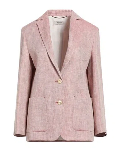 Agnona Woman Blazer Brick Size 12 Hemp, Linen In Pink