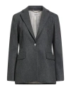 Agnona Woman Blazer Grey Size 4 Wool, Cashmere, Elastane, Metal In Gray