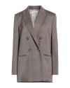Agnona Woman Blazer Khaki Size 8 Wool, Viscose, Elastane In Brown