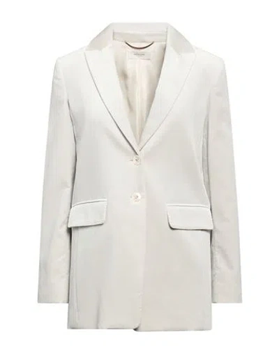 Agnona Woman Blazer Light Grey Size 4 Cotton, Elastane In Gray