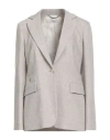 Agnona Woman Blazer Light Grey Size 8 Wool, Cashmere, Elastane, Metal In Gray