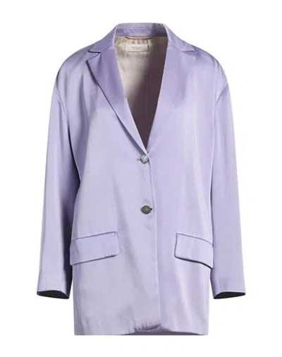 Agnona Woman Blazer Lilac Size 6 Viscose, Acetate In Purple