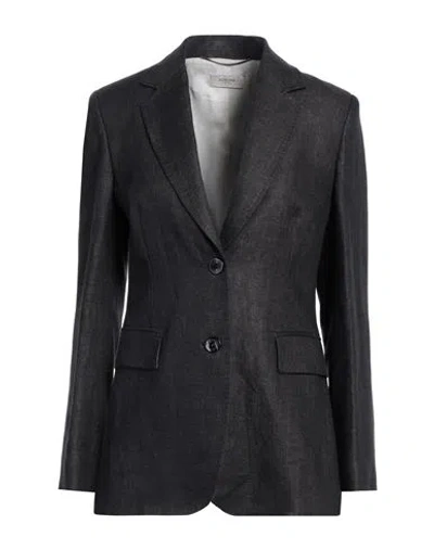 Agnona Woman Blazer Midnight Blue Size 10 Linen