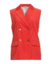 Agnona Woman Blazer Red Size 14 Cotton, Cashmere, Elastane In Red