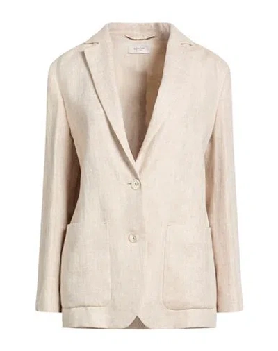 Agnona Woman Blazer Sand Size 10 Hemp, Linen In Neutral
