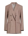 Agnona Woman Blazer Sand Size 8 Wool, Viscose, Elastane In Brown
