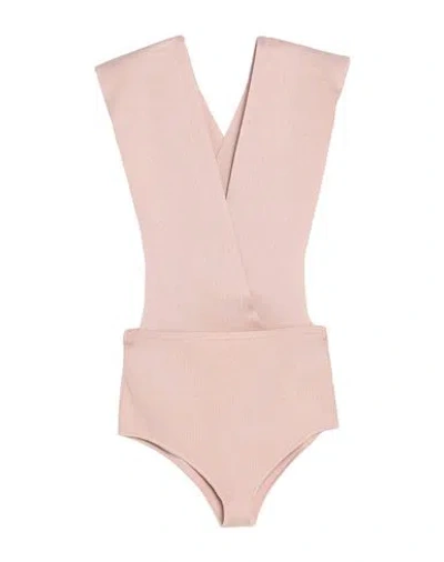 Agnona Woman Bodysuit Light Pink Size S Cotton, Polyamide, Elastane