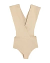 Agnona Woman Bodysuit Sand Size S Cotton, Polyamide, Elastane In Beige