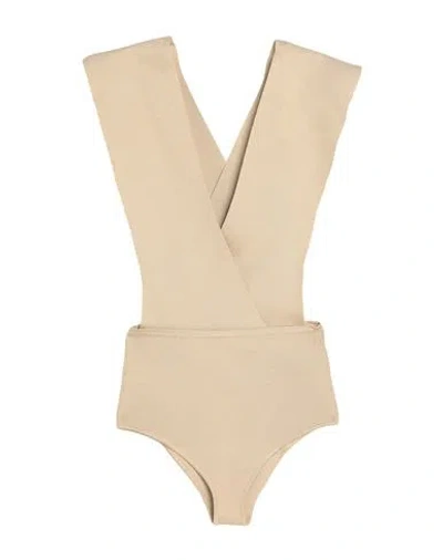 Agnona Woman Bodysuit Sand Size S Cotton, Polyamide, Elastane In Beige