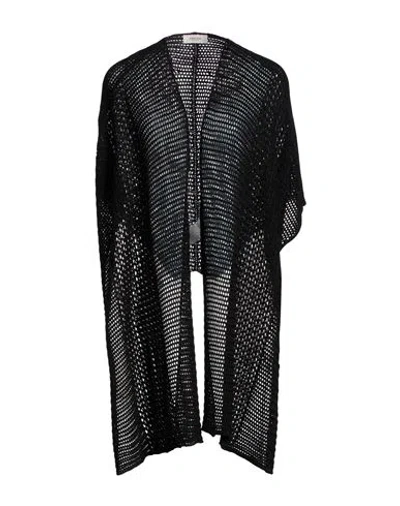Agnona Woman Cape Black Size Onesize Silk, Cotton
