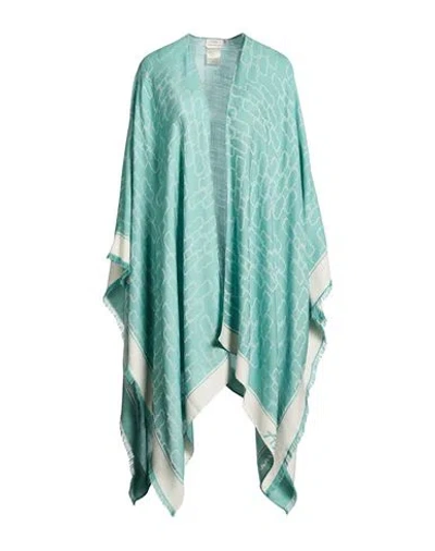Agnona Woman Cape Emerald Green Size Onesize Cashmere, Cotton, Silk