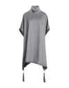 Agnona Woman Cape Grey Size Onesize Cashmere, Lambskin In Gray