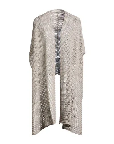 Agnona Woman Cape Grey Size Onesize Silk, Cotton In Gray