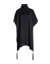 Agnona Woman Cape Black Size Onesize Cashmere, Lambskin In Black