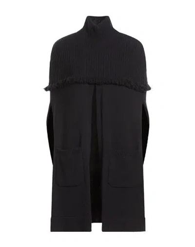 Agnona Woman Cape Navy Size Onesize Cashmere In Gray