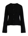 Agnona Woman Cardigan Black Size M Cashmere, Metal In Black