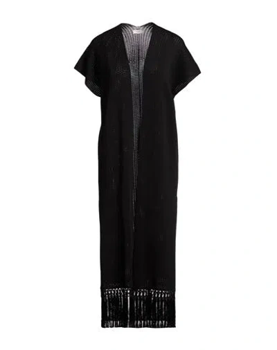 Agnona Woman Cardigan Black Size Onesize Silk, Cotton, Metal
