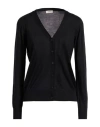 Agnona Woman Cardigan Black Size Xl Cashmere, Wool, Silk In Blue