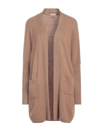 Agnona Woman Cardigan Camel Size Xl Wool, Cashmere, Silk In Beige