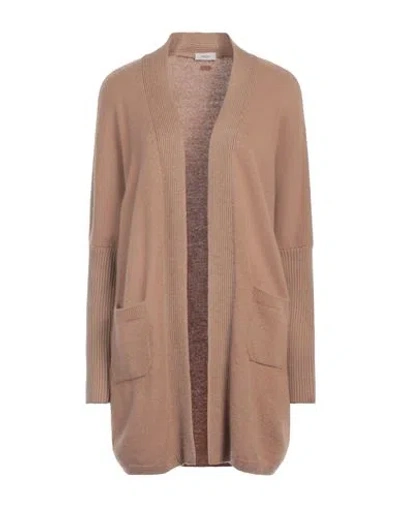 Agnona Woman Cardigan Camel Size L Wool, Cashmere, Silk In Beige