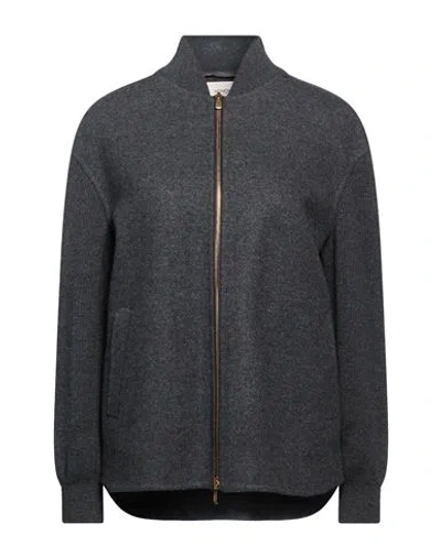 Agnona Woman Cardigan Charcoal Size 4 Cashmere, Wool, Metal