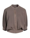 Agnona Woman Cardigan Khaki Size S Silk, Cotton, Polyamide In Beige
