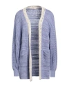 Agnona Woman Cardigan Light Blue Size S Cotton, Silk, Metallic Fiber In Blue