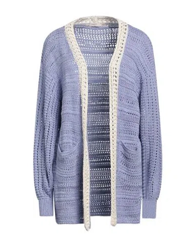 Agnona Woman Cardigan Light Blue Size S Cotton, Silk, Metallic Fiber