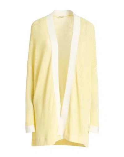 Agnona Woman Cardigan Pastel Yellow Size Xl Cashmere, Silk In Multi