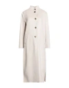 Agnona Woman Coat Beige Size 4 Cashmere, Metal In White