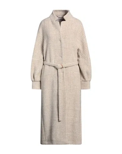 Agnona Woman Coat Beige Size 8 Wool, Alpaca Wool, Polyamide In Gold