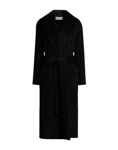 Agnona Woman Coat Black Size 4 Alpaca Wool, Wool, Metal