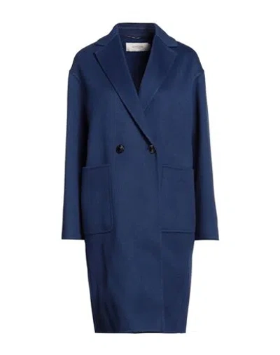 Agnona Woman Coat Blue Size 4 Cashmere
