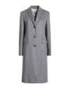 Agnona Woman Coat Grey Size 6 Cashmere In Gray